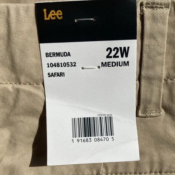 Lee Bermuda safari tan short mid rise soft premium stretch fabric 22W - Picture 12 of 15
